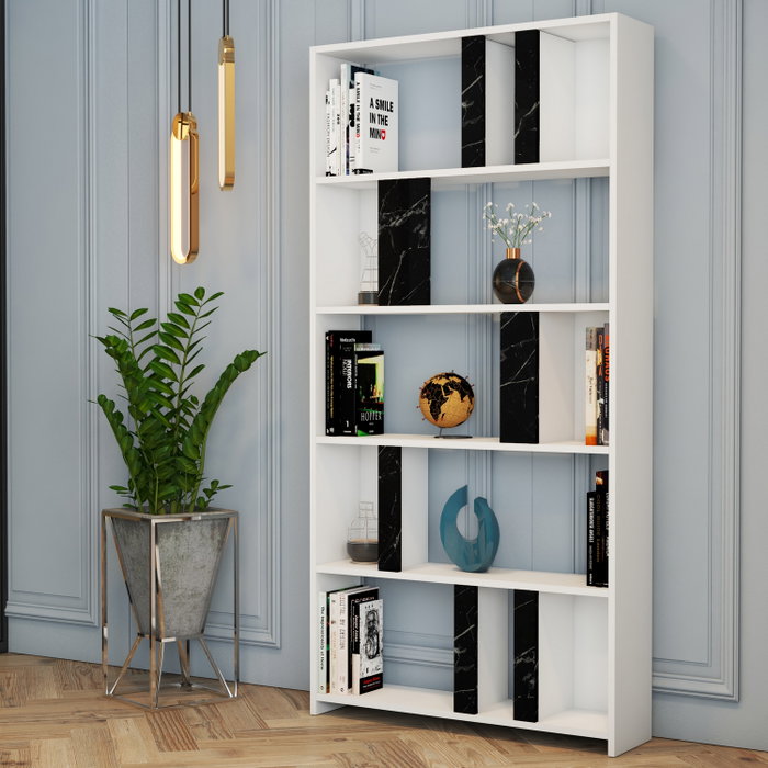 Hanah Home Lima Estantería Blanca y Negro Mármol Hanah Home Lima Estantería Blanca y Negro Mármol